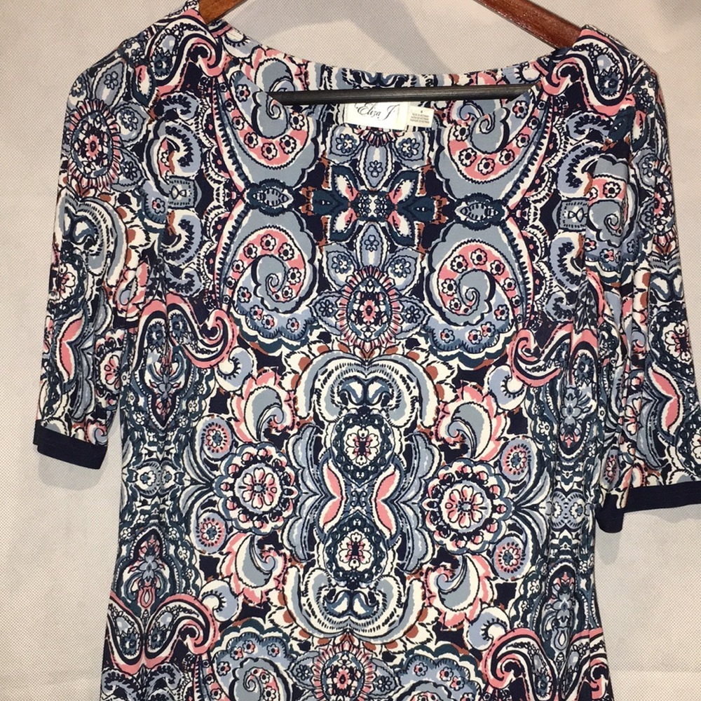 Eliza J Paisley Print Boat Neck Dress | Size 6